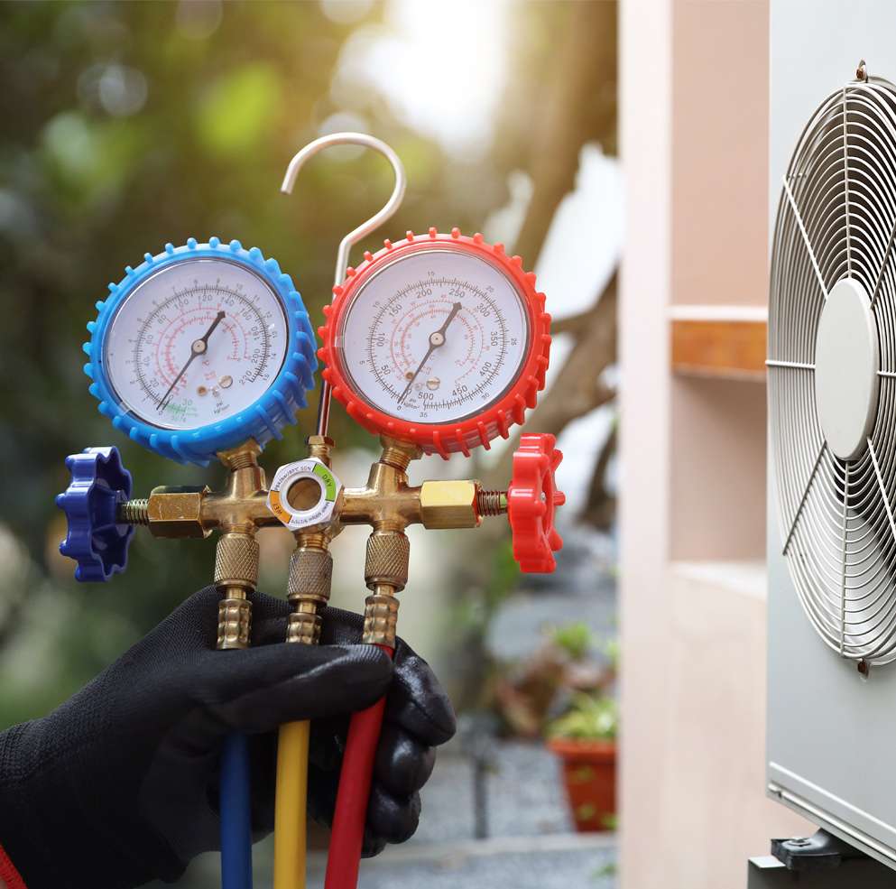 Service equipment at an outdoor air conditioner
